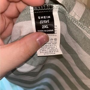 SHEIN Curve Green and White Striped Top